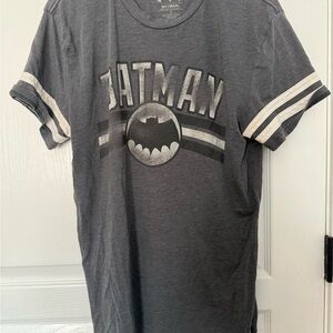 Batman Charcoal Tee with Striped Sleeves